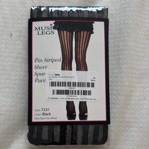Music Legs Black Pin Striped Sheer Tights